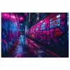 Stad - Neon -  Nacht - Roze - Graffiti poster papier klein -3d