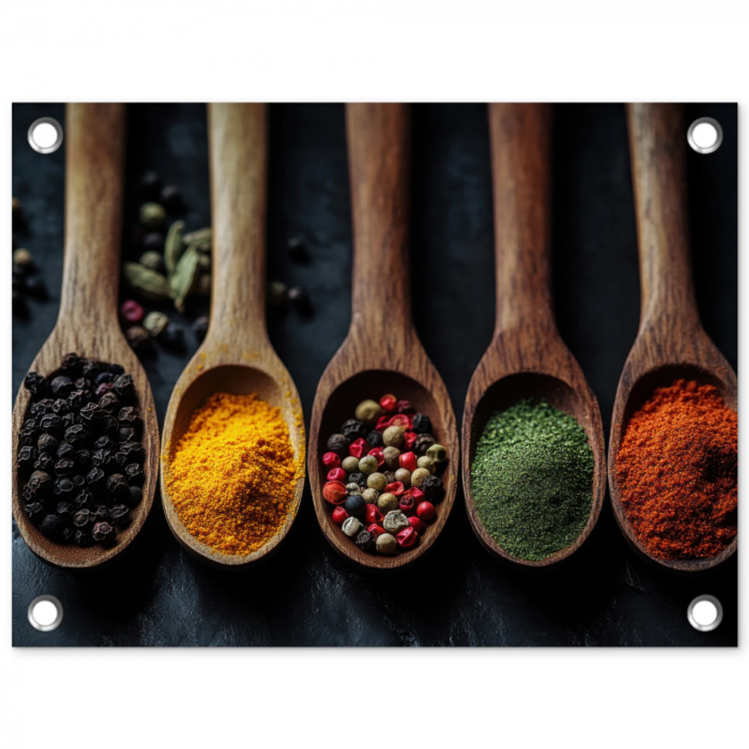 Houten - Lepels - Specerijen - Kruiden tuinposter los doek klein -3d