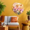 Vlinders - Oranje - Bloemen Wandcirkel Organisch Aluminium middel -sfeer4