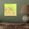 Groen - Smiley - Bonjour - Roze plexiglas 5mm klein -sfeer3