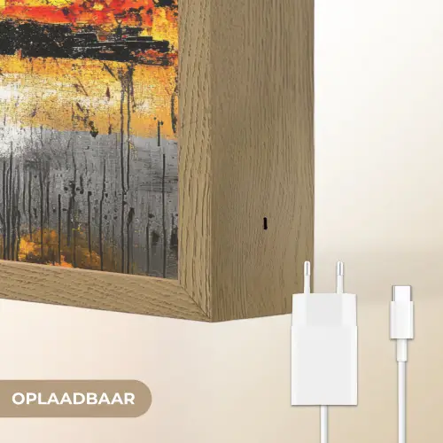 Kunst - Zwart - Abstract Light Box met batterij (Wandlamp) middel -USP_websiteoplaadbaarNL