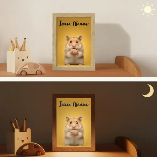 Hamster - Nootje - Geel - Knaagdier Light Box met kabel (Kinderlampje) klein -sfeer3_kind