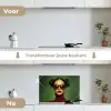 Vrouw - Groen - Bril - Aesthetic - Modern keuken achterwand spatscherm klein -voor_na_NL
