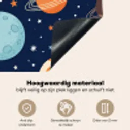Ruimte - Planeten - Kleurrijk Inductie beschemer met haakjes klein -ky-onderkant-nl