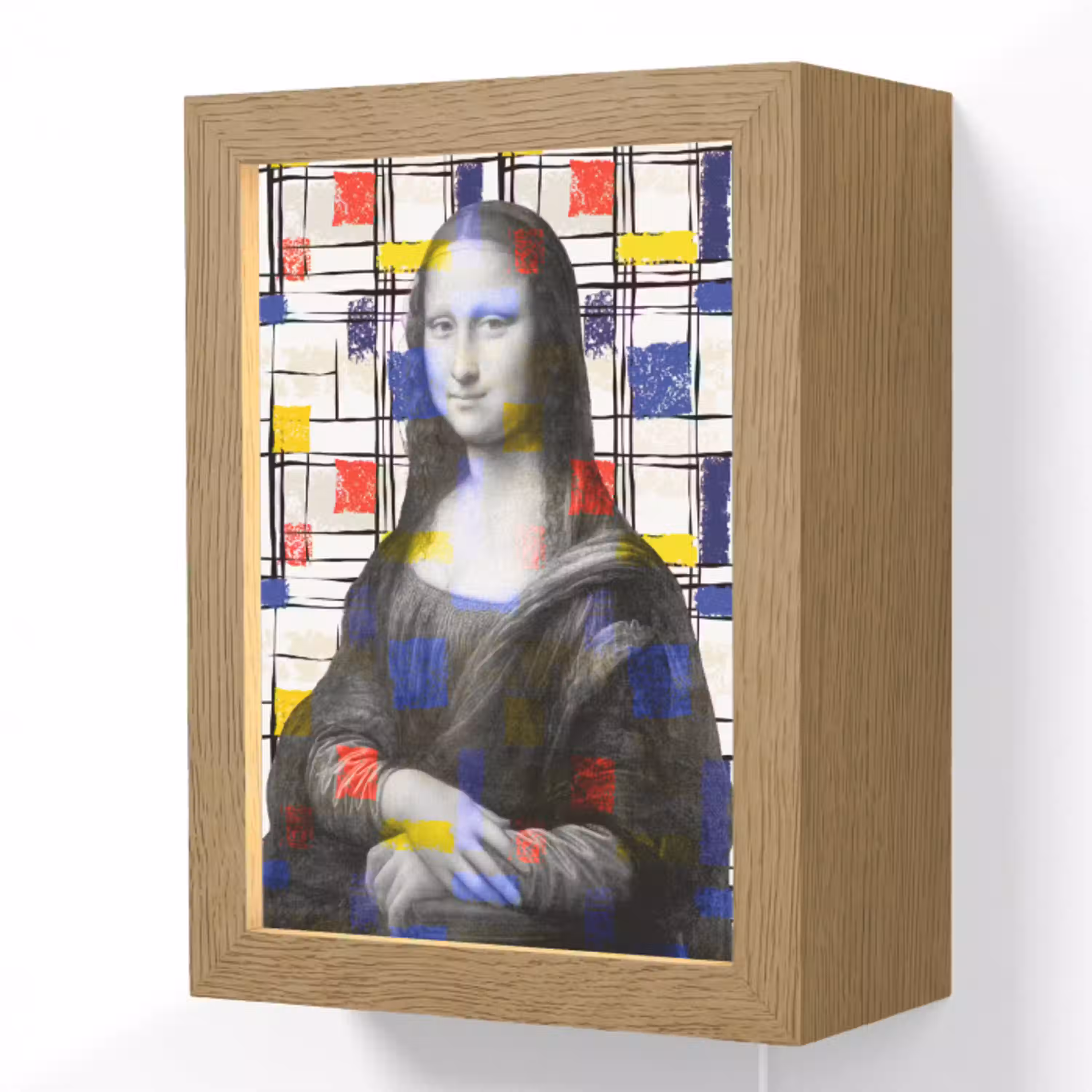 Mona Lisa - Mondriaan - Oude Meesters Light Box met kabel (Wandlamp) klein -3d