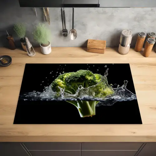 Broccoli - Groen - Water - Zwart Inductie beschermer vinyl 3mm klein -sfeer5