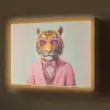 Tijger - Strik - Jasje - Roze Light Box met batterij (Wandlamp) middel -z3d_website