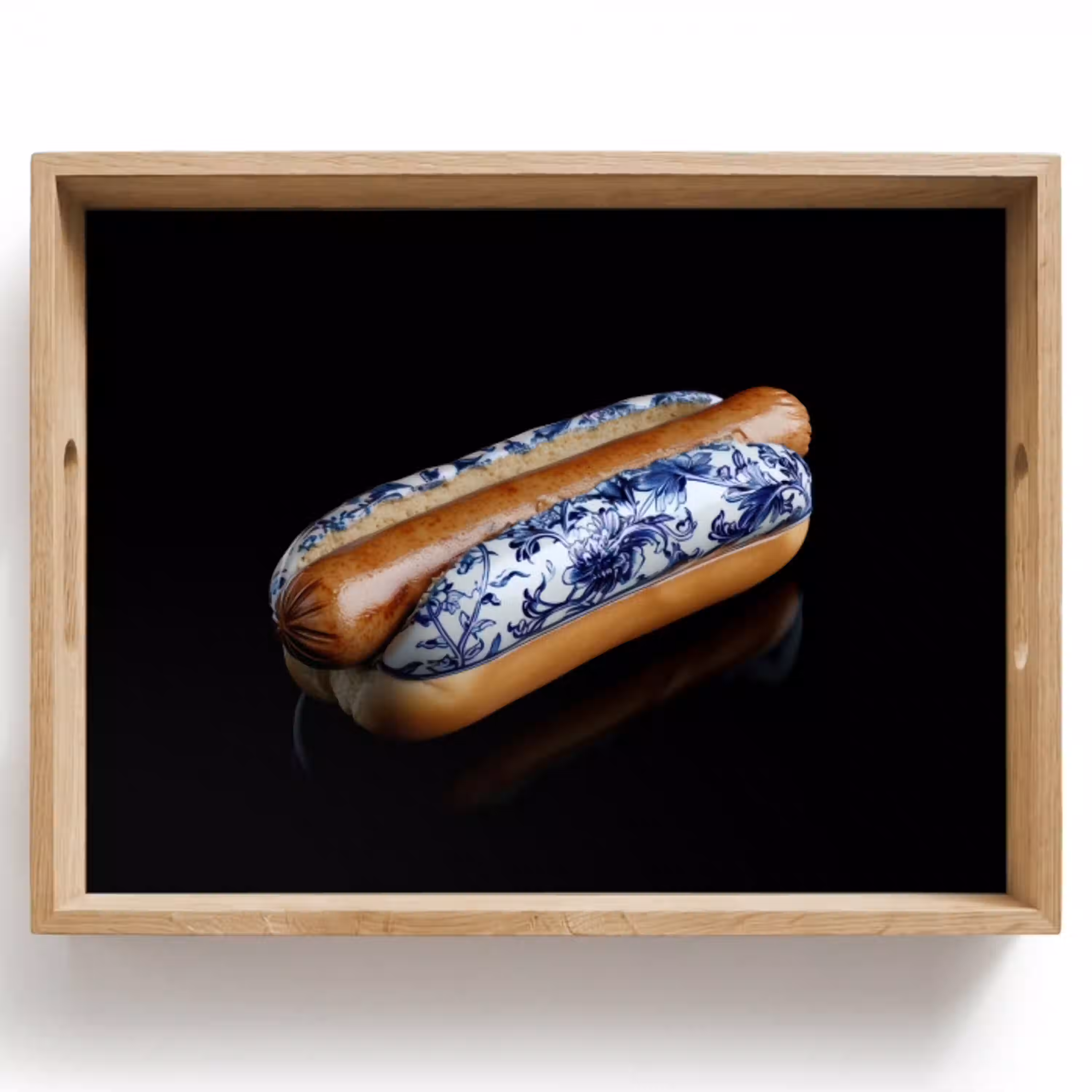 Hotdog - Porselein - Delfts blauw - Eten Dienblad Rechthoek middel -z3d_shopping