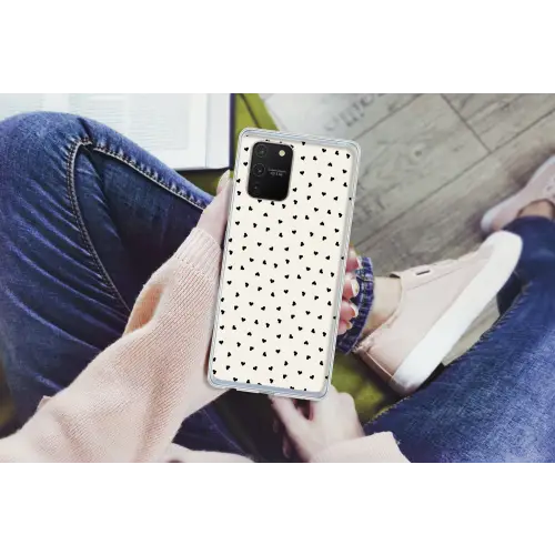 Valentijn - Hart - Wit - Zwart Telefoonhoesje Samsung Galaxy S10 Lite klein 364 -handS10Lite
