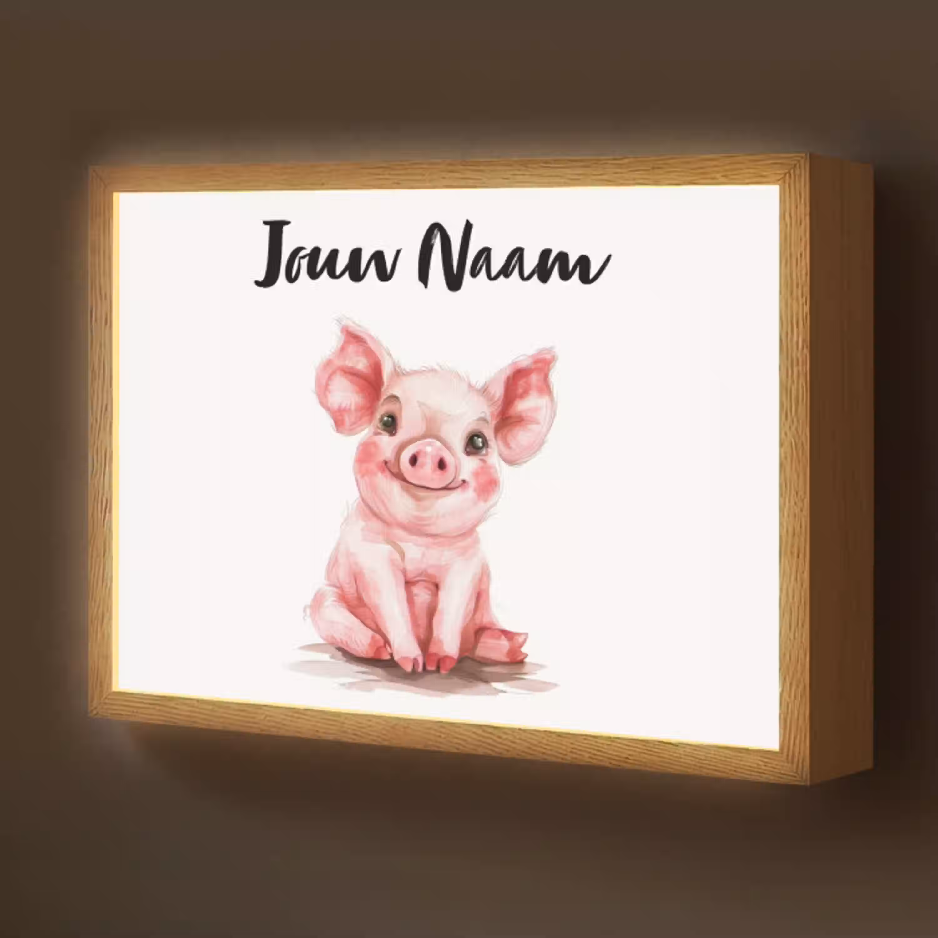 Varken - Roze - Baby dier - Boerderij dieren Light Box met batterij (Wandlamp kind) middel -z3d_website