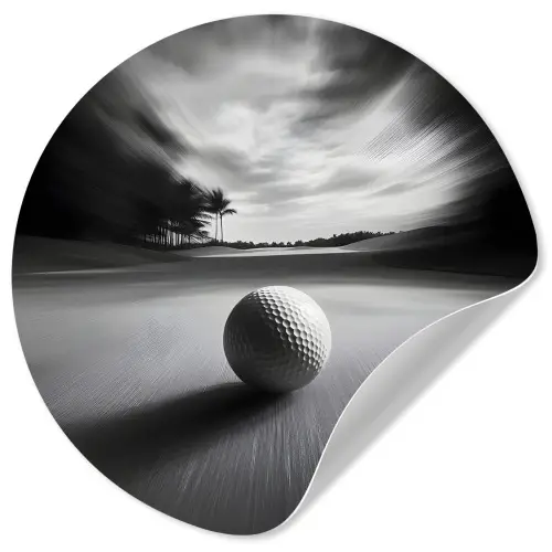Golfbal - Wazig - Zwart Wandcirkel behangsticker klein -3d