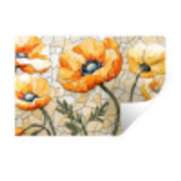 Klaprozen - Oranje - Mozaïek - Bladeren Muursticker klein -3d