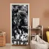 Springen - Paard - Zwart - Wit deurposter klein -sfeer1