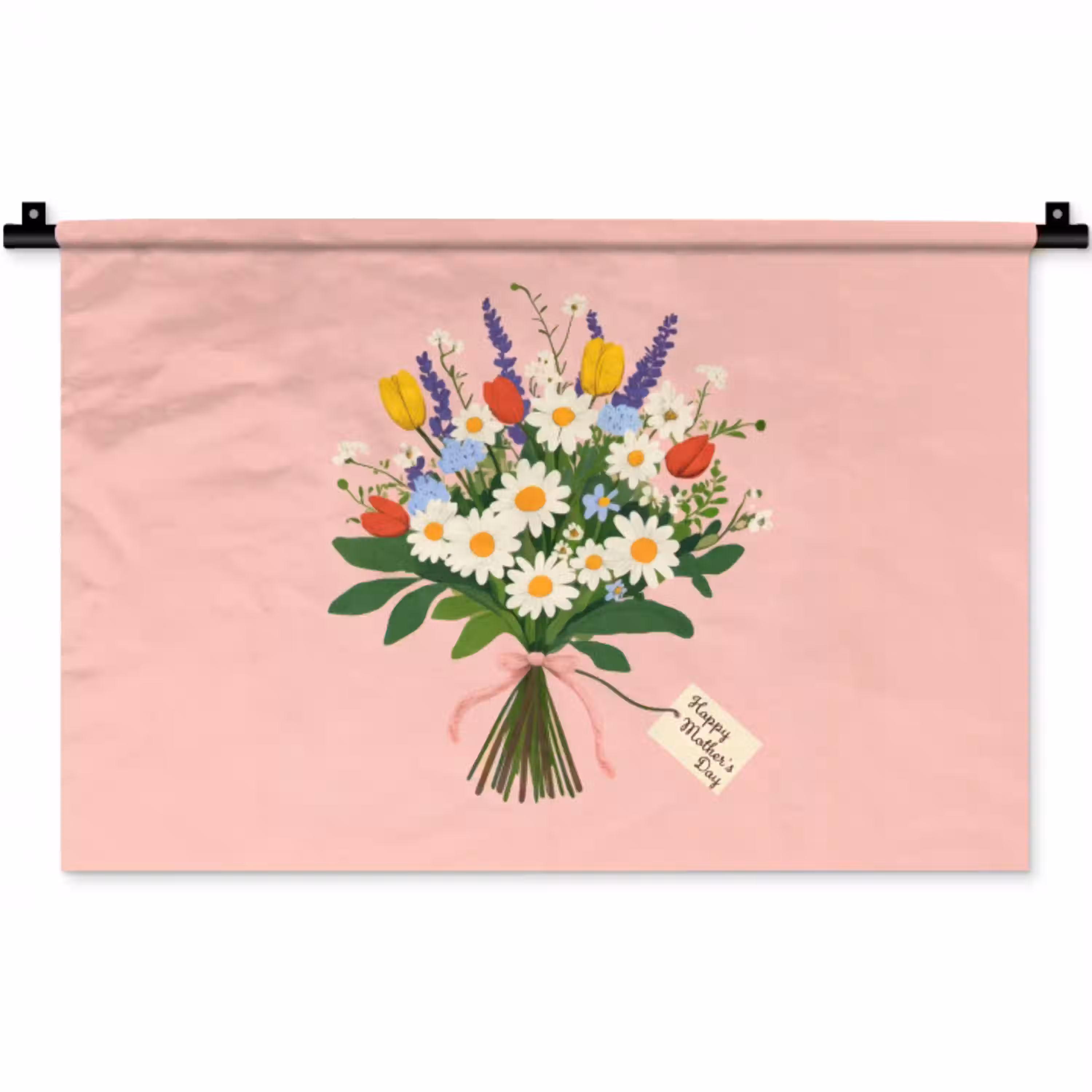 Bloemen - Lint - Kaartje Wandkleed katoen klein -zz3d