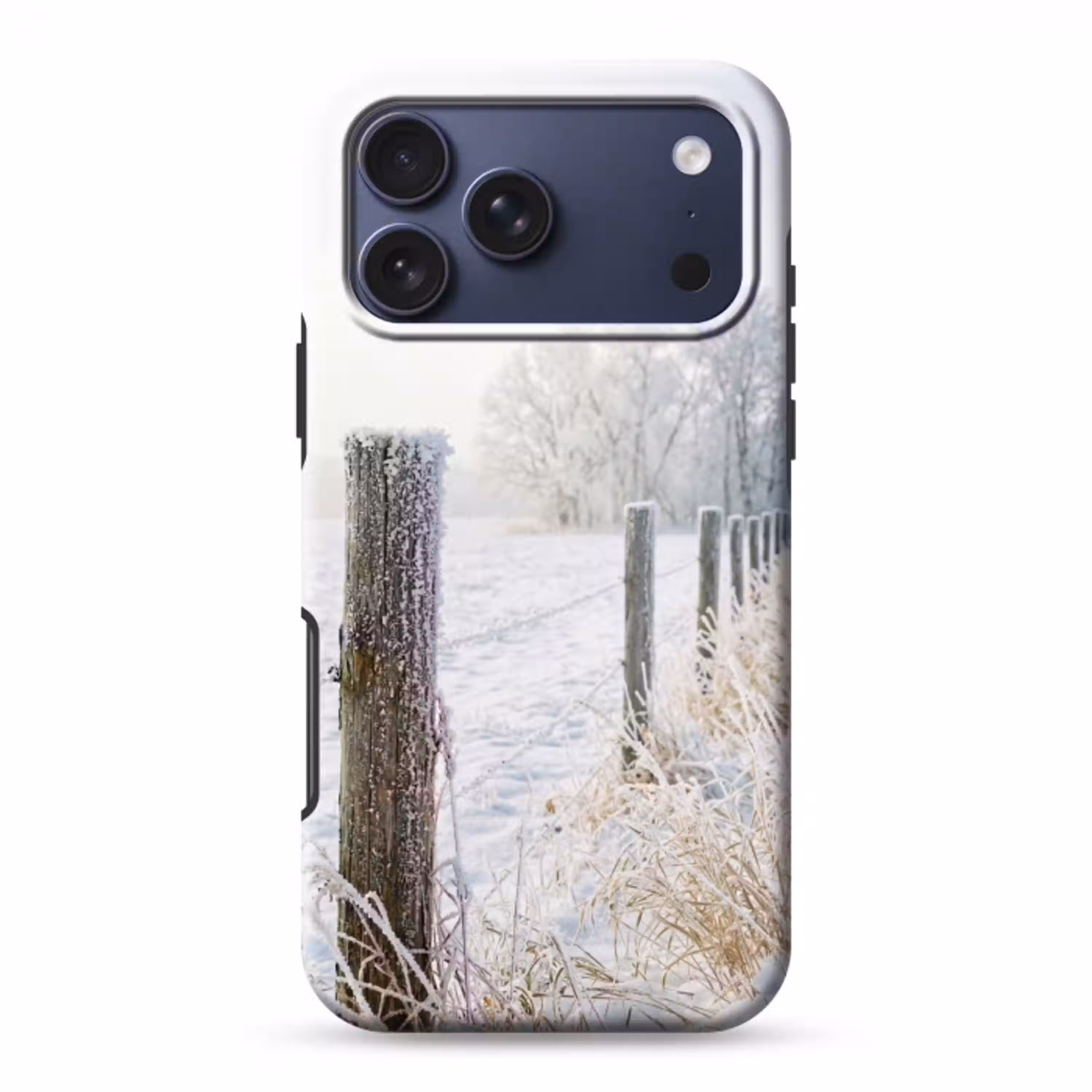 Hek - Sneeuw - Mist - Platteland - Nostalgisch Toughcase MagSafe Apple iPhone 17 Pro Max klein -3d