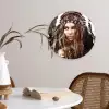 Vrouw - Indianentooi - Veren - Strepen Wandcirkel kunststof plaat 5mm dik klein -sfeer4
