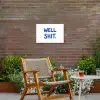 Blauw - Quote - Wit Tuinposter op houten frame 2 cm dik klein -sfeer3