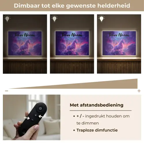 Eenhoorn - Fantasy - Kasteel - Meisje - Paars - Roze Light Box met batterij (Wandlamp kind) middel -USP_dimbaarNL