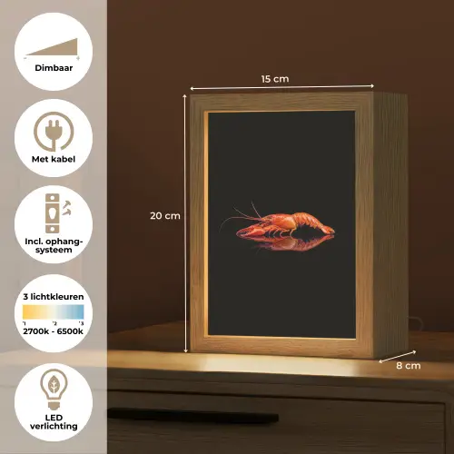 Kreeft - Oranje - Zwart - Opvallend Light Box met kabel (Tafellamp) klein -USP_NL