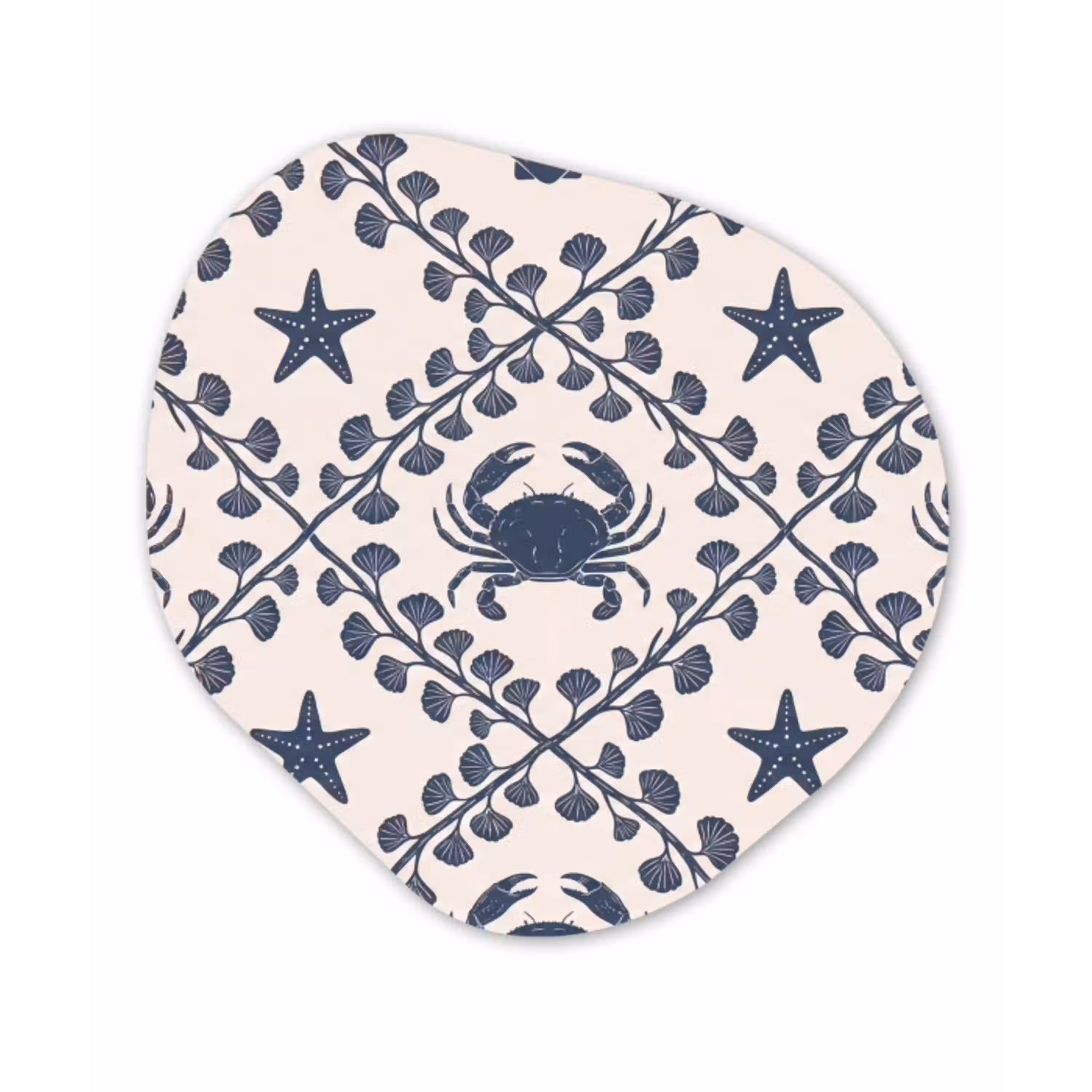 Zee - Krab - Zeester - Patroon - Blauw Wandcirkel Organisch Forex 3mm klein -3d