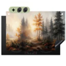 Bospad - Herfstbladeren - Natuur - Schilderachtig - Oranje Inductie beschemer met haakjes klein -3d