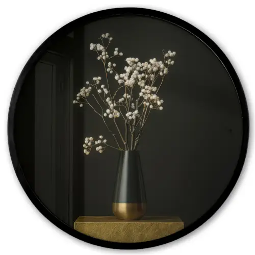 Bloembollen - Wit - Vaas - Minimalistisch Fotolijst rond zonder passe partout klein -3d