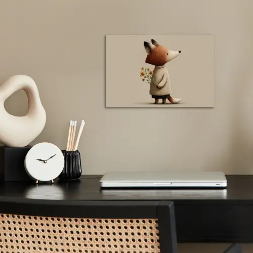Vos - Gele bloemen - Minimalistisch poster papier klein -sfeer1