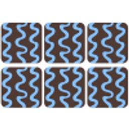 Kronkelende lijnen - Blauw - Bruin - Minimalistisch onderzetter kurk middel 366 -zkaufland3dotto