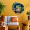 Doorkijk - Bloemen - Hortensia - Pad Wandcirkel Organisch Plexiglas middel -sfeer4