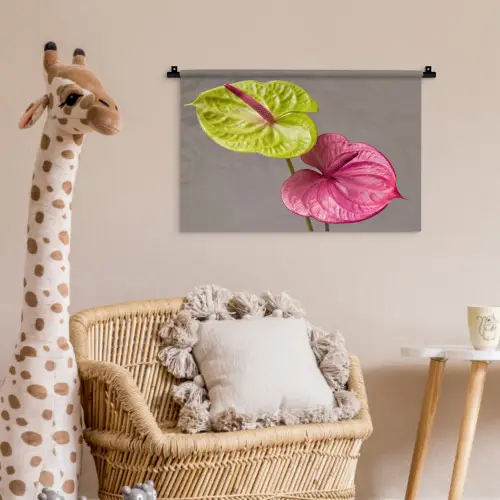 Planten - Anthurium - Groen - Roze Wandkleed katoen klein -wsfeer5_kind