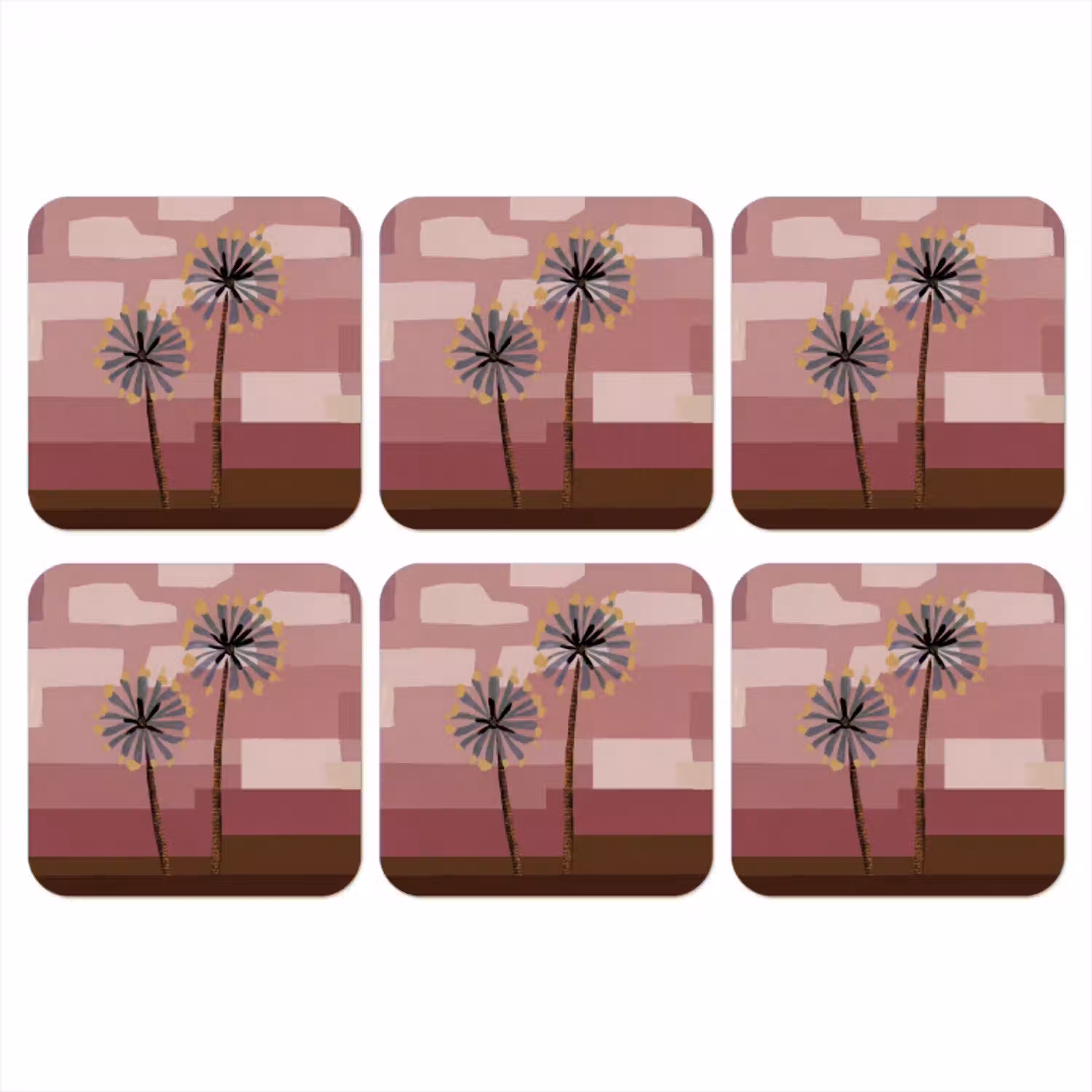 Illustratie - Bloemen - Vlakken - Abstract onderzetter kurk middel -3d