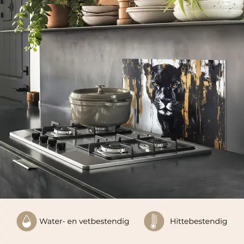 Panter - Zwart - Abstract - Verfstreken keuken achterwand spatscherm klein -usp_NL