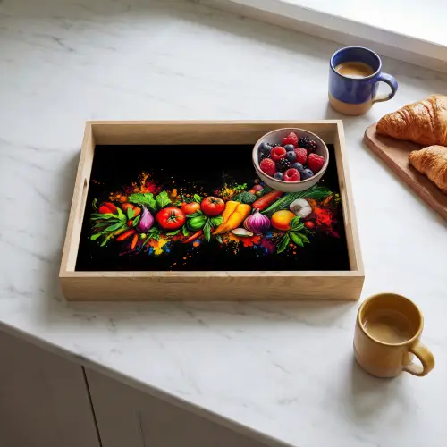 Groente - Eten - Kruiden - Graffiti - Koken Dienblad Rechthoek middel -sfeer2