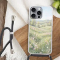 Bloemen veld - Bloemen - Groen Hoesje iPhone 16 Pro Max met koord klein -sfeer4