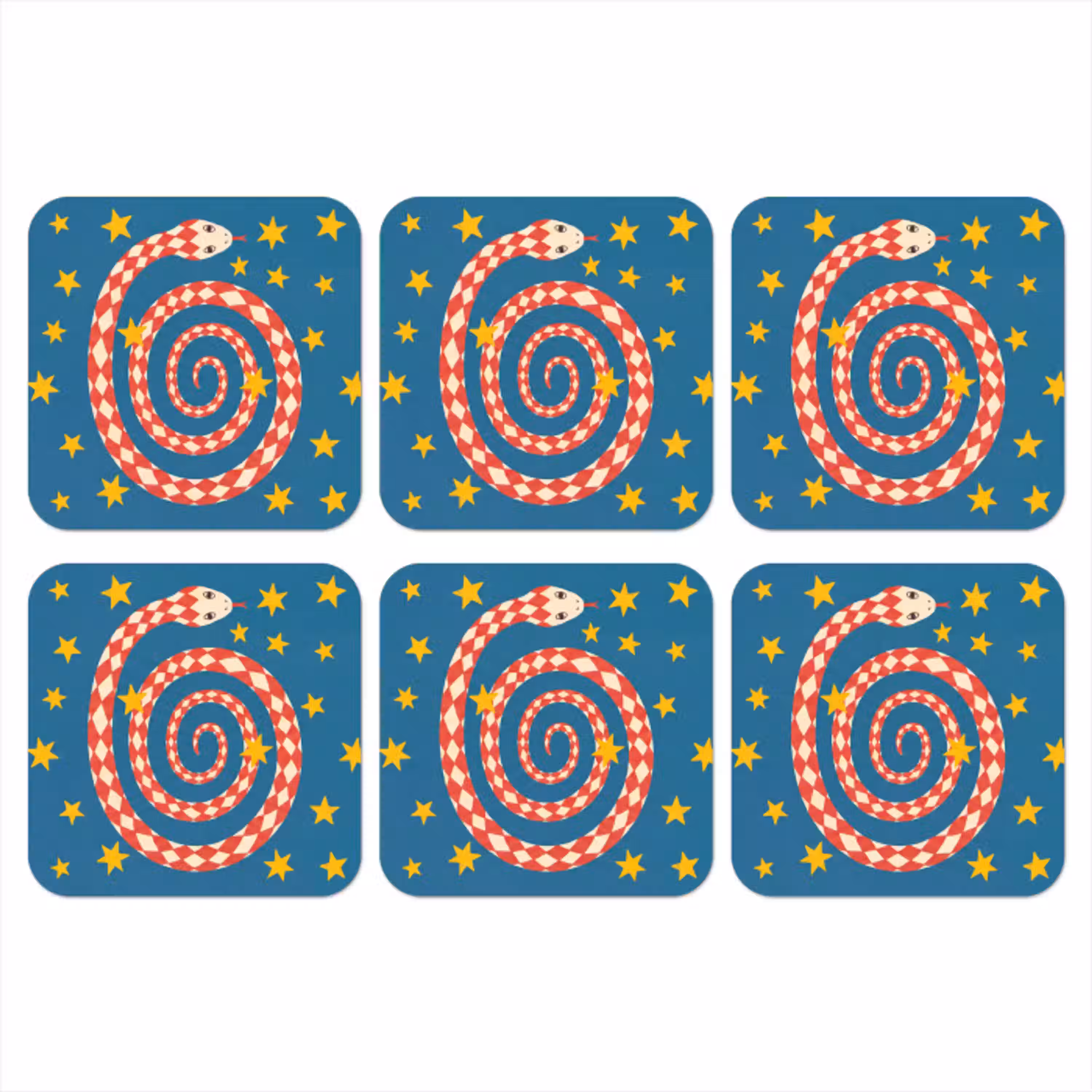 Slang - Spiraal - Dieren - Illustratie - Rood onderzetter kurk middel -3d