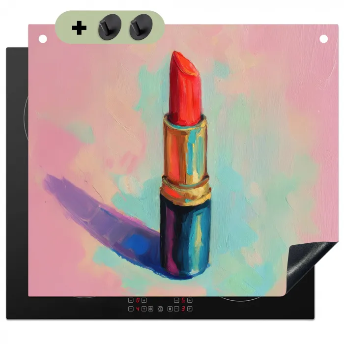 Lippenstift - Rood - Penseelstreken Inductie beschemer met haakjes middel -3d