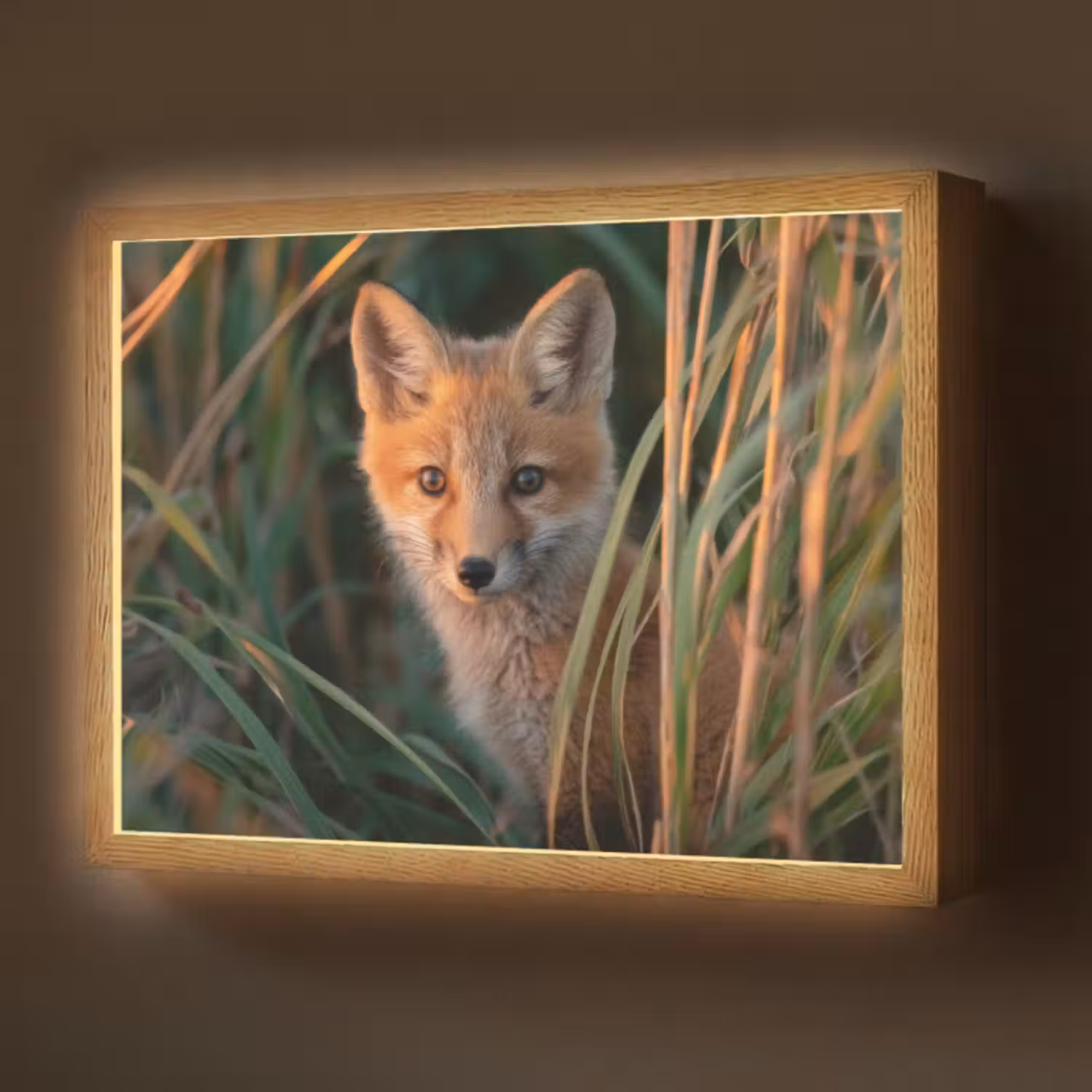 Lightbox - Wandlamp - Vos - Oranje - Gras