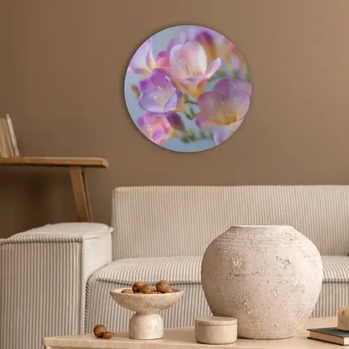 Bloemen - Paars - Overloop - Meeldraden Akoestische PET Vilt - Rond klein -sfeer1