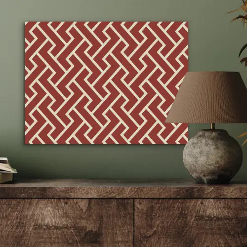 Rood - Beige - Patroon - Lijnen PET vilt klein 837 -sfeer2