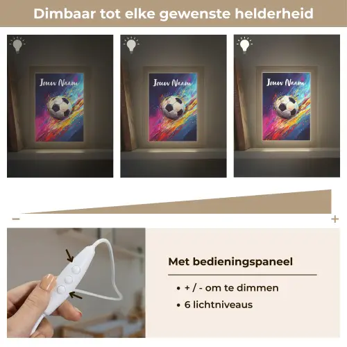 Neon - Voetbal - Kleurrijk Light Box met kabel (Kinderlampje) klein -USP_dimbaarNL