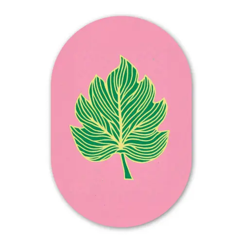 Blad - Groen - Illustratie - Minimalistisch Wandcirkel Ovaal Glas middel -3d