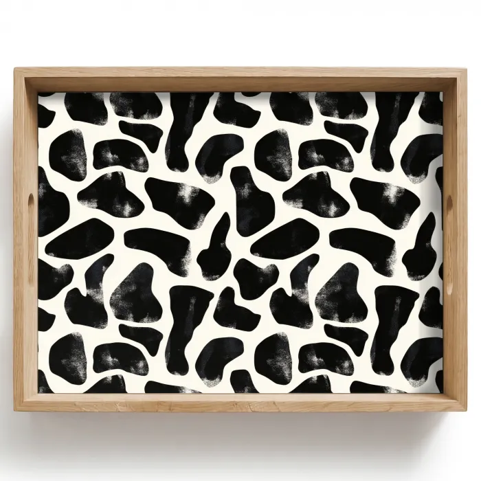 Dierenpatroon - Vlekken - Zwart - Wit Dienblad Rechthoek middel 911 -z3d_shopping