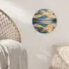 Berg - Rivier - Zonsondergang Wandcirkel kunststof plaat 5mm dik klein -sfeer5