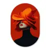 Oranje - Hoed - Vrouw Wandcirkel Ovaal Glas middel -3d