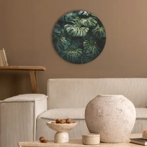 Plant - Monstera - Lichtinval Akoestische PET Vilt - Rond klein -sfeer1
