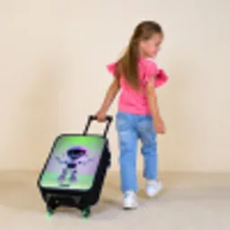 Robot met paars en groen licht Kinderkoffer - Zwart klein -sfeer1
