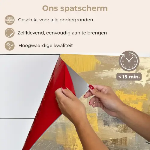 Abstract - Geel - Modern - Beige keuken achterwand spatscherm klein -spatscherm_NL