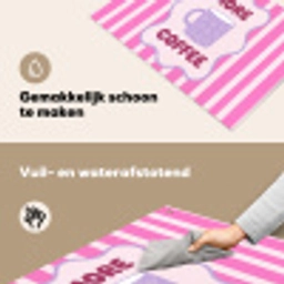 More coffee - Roze - Paars - Strepen - Mok Inductie beschemer met haakjes klein -ky-schoon-nl