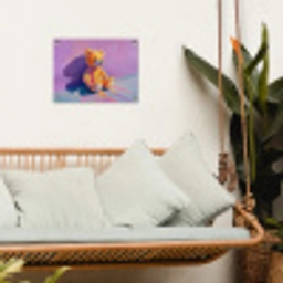 Teddybeer - Schaduw - Penseelstreken - Paars tuinposter los doek klein -sfeer7