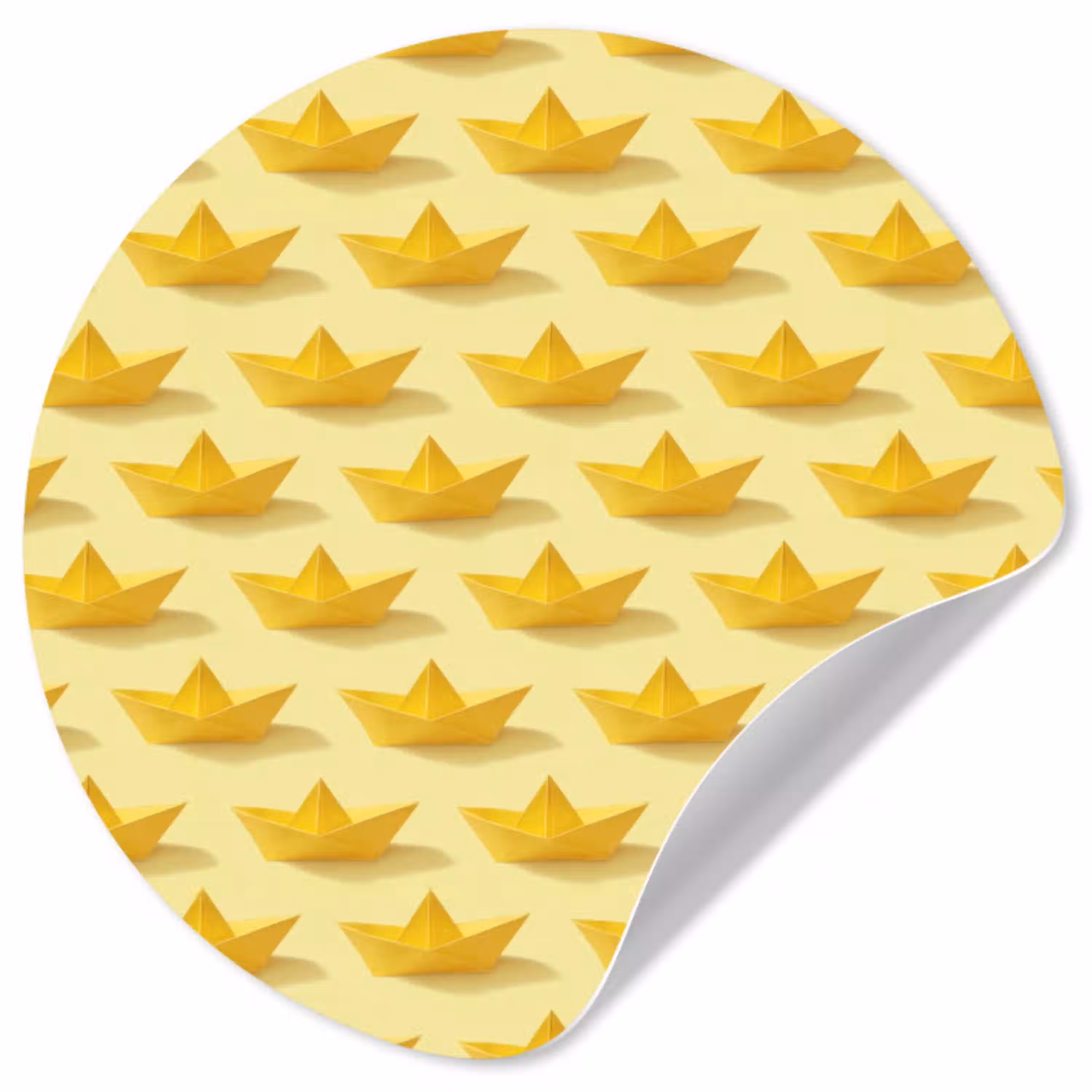 Bootjes - Origami - Creatief - Geel Wandcirkel behangsticker klein 186 -3d